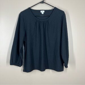 J. Crew Women’s Long Sleeve Textured Top Black XL